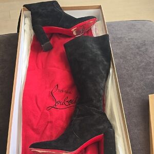 Christian Louboutin Black and Red Heeled Boots